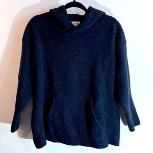 BANANA REPUBLIC Sz L Sweater Hooded Front Hoodie Style Pocket 100% Lambswool